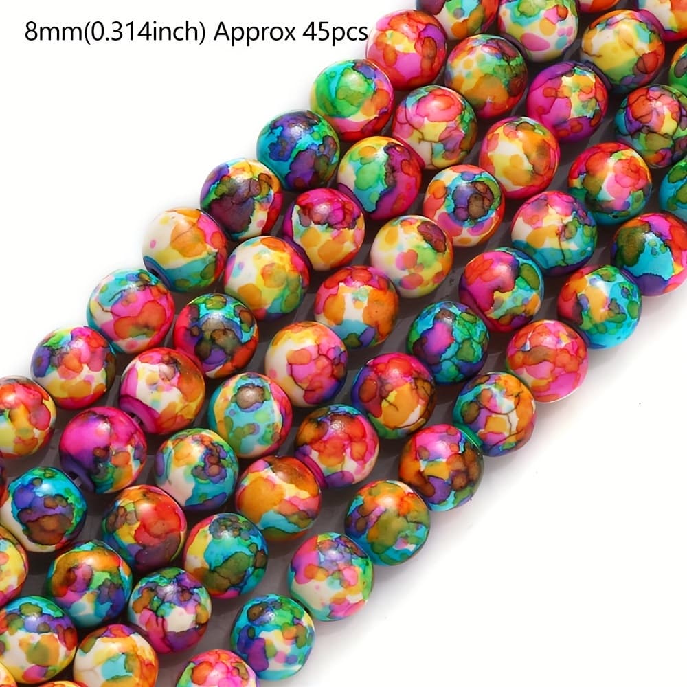 TEMU Natural Colorful Turquoise Round Spacer Beads For Jewelry Making Bracelet Handmade 15inch