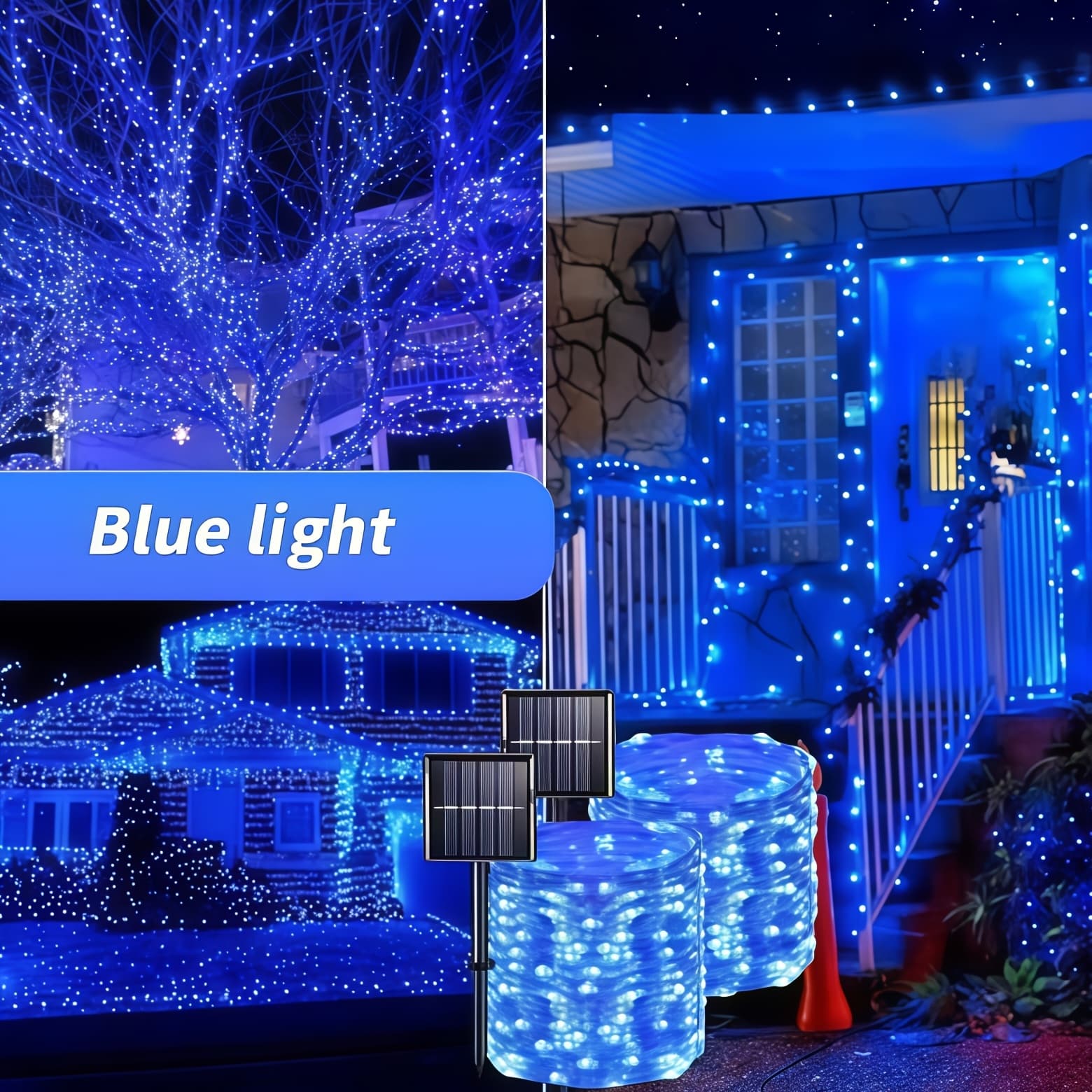 TEMU Pack Of Two, Solar Outdoor Camping Color Lights, 72ft 400lamps High Brightness Luminous Beads, Outdoor Camping Site Lighting, , Ip44
