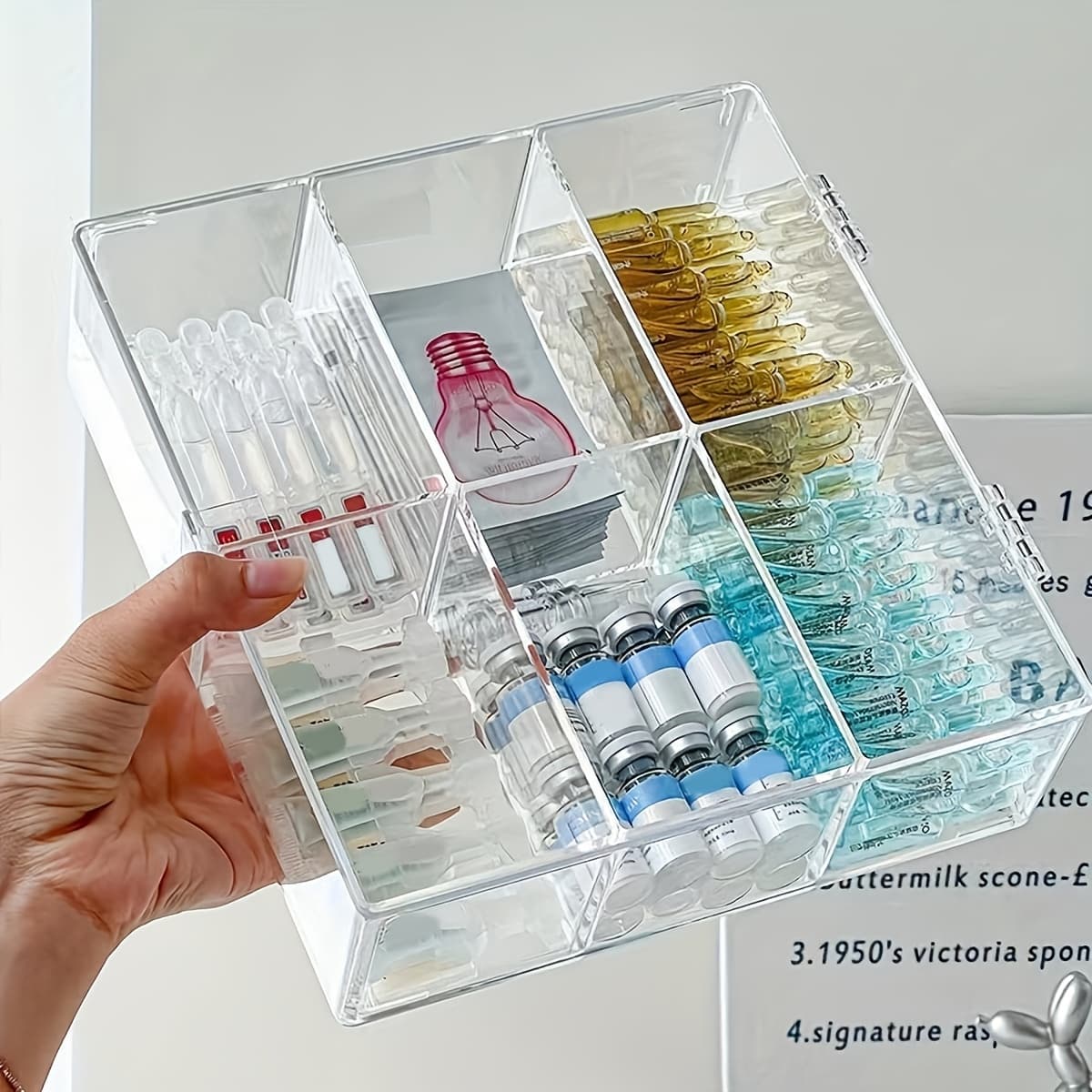 TEMU 1pc Multi Functional Acrylic Cosmetic Storage Box - Large Capacity Transparent Storage, Suitable For Covered Storage Boxes , Skincare Products, Car Models, Etc