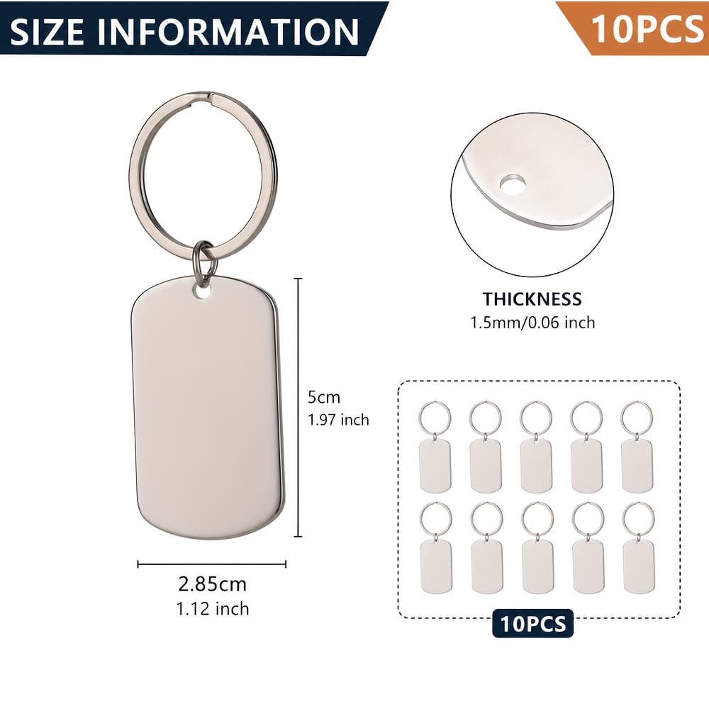 TEMU 10 Stainless Tag Keychains, Easy Metal Key Rings, Durable Key Tags, Multifunctional Keychain Set, Suitable For Personal Use Or As A Gift ( Service )
