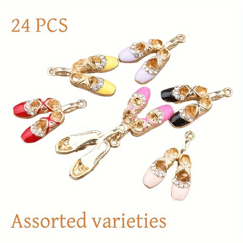 TEMU 24pcs Ballet Shoes Oil Alloy Small Pendant Accessories Bracelet Pendant Material