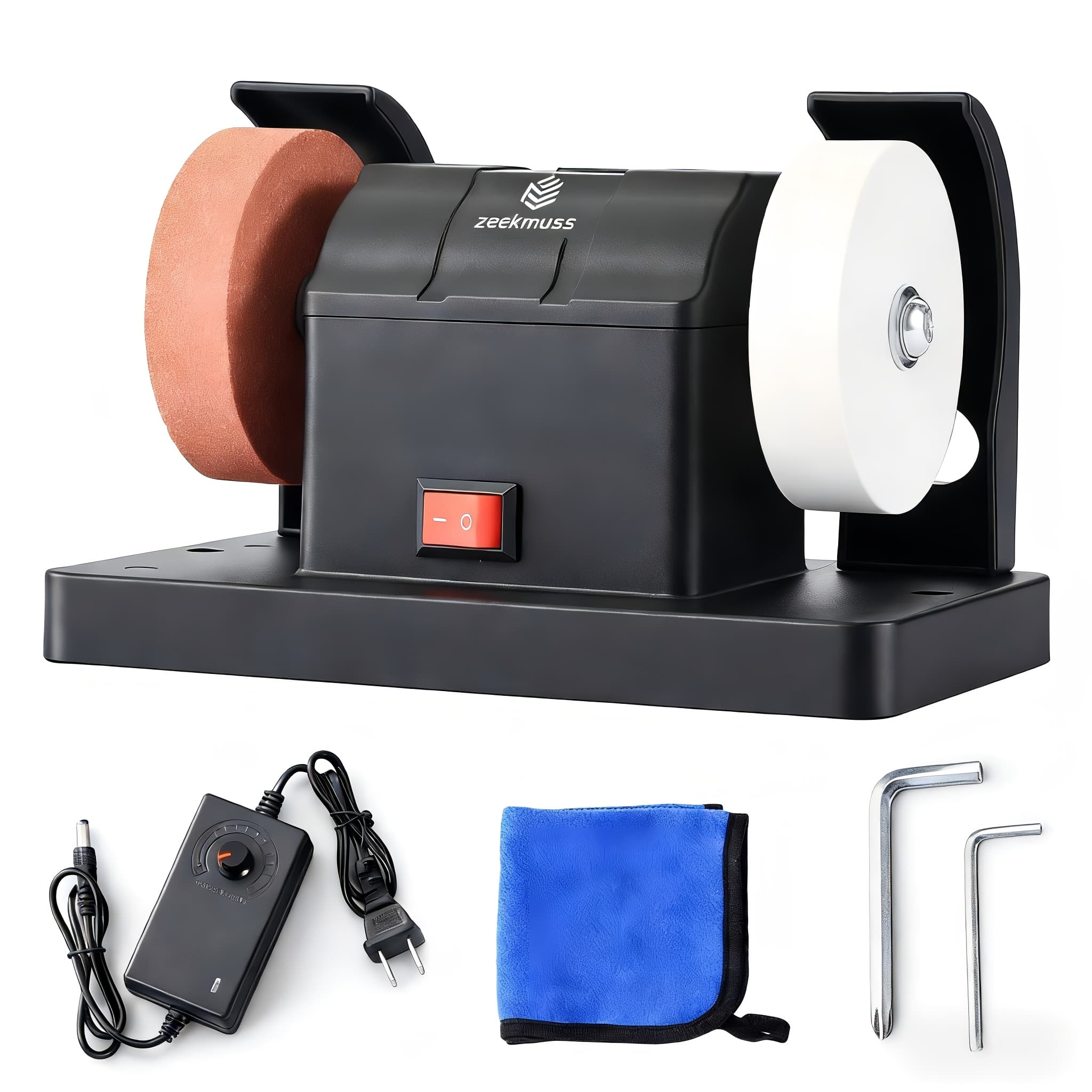 TEMU Zeekmuss Dual-wheel Electric Benchtop Sander & Belt Sander Multi-functional Polishing Machine With Adjustable Speed For Metal & Wood Polishing