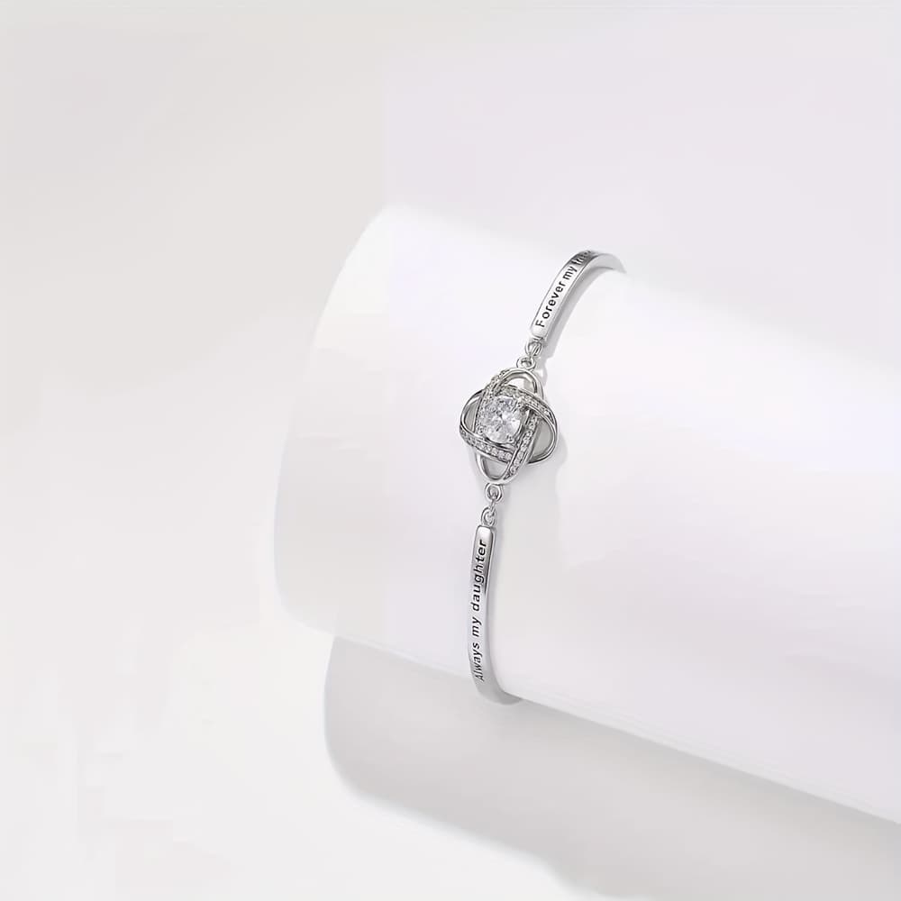 TEMU 1pc #sistergift #bracelet #silverjewelry Engraved Bracelet Knot Pendant For My Sister, A Perfect Birthday Present