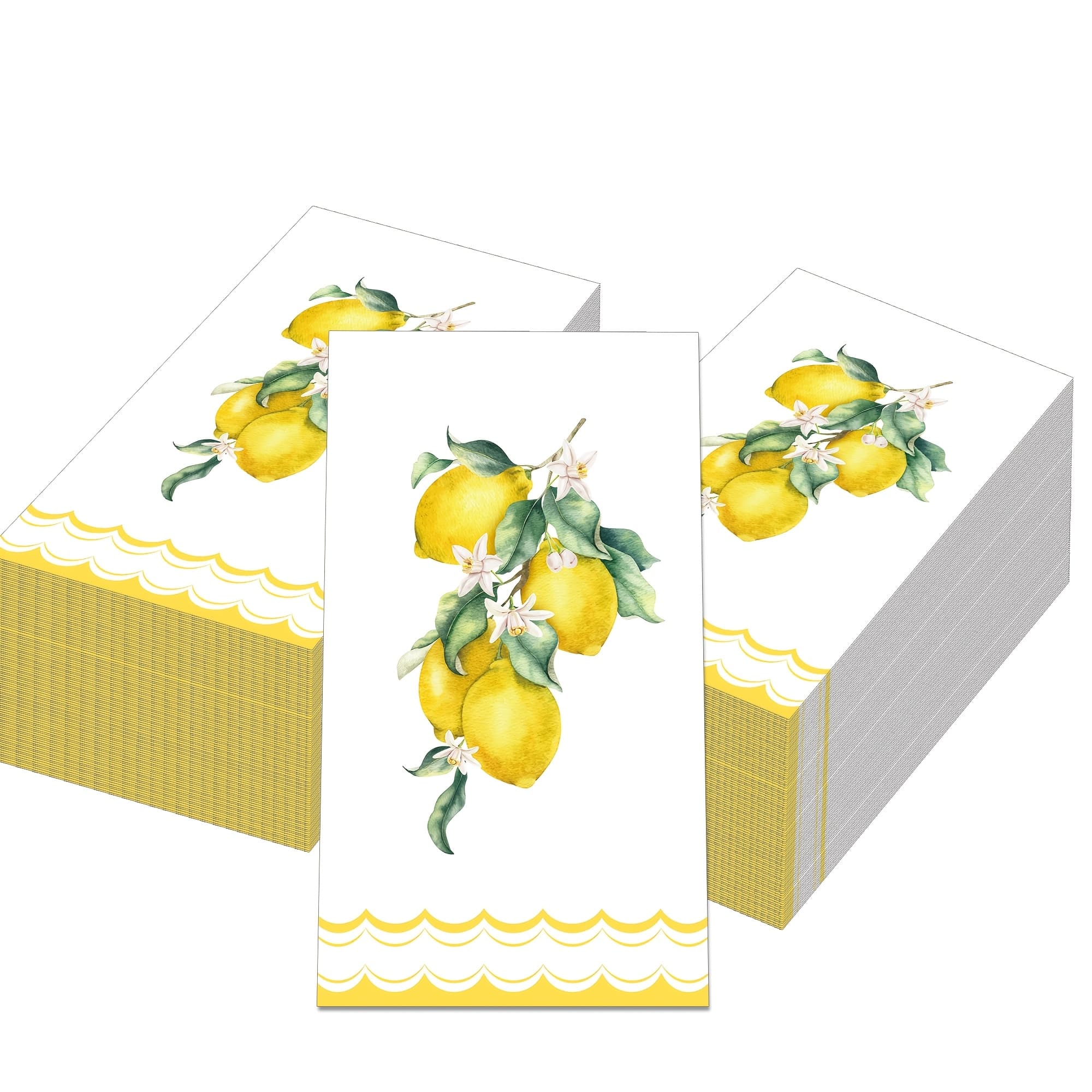 TEMU Set Of 20 Disposable Paper Napkins Featuring Summer Lemon And Floral Designs, Perfect For Baby Showers, Picnics, And Dinner Parties. Each Napkin Measures 4.5 By 8 Inches