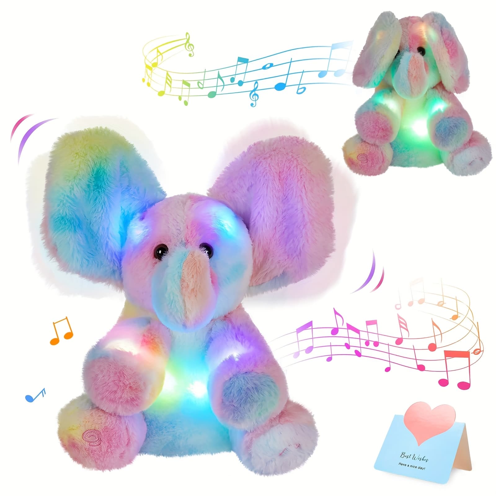 TEMU Glowing Hide And Seek (without Batteries), Rainbow Elephant Singing Stuffed Animals Toy, Halloween & Christmas & Black Friday Gift/decor For Kids, Girls, Boys