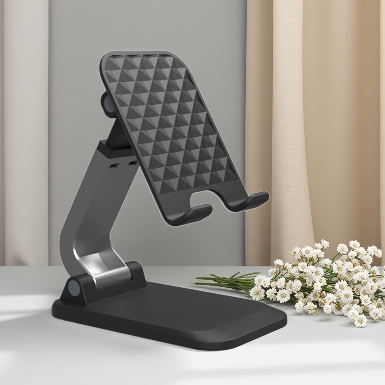 TEMU Folding Cell Phone Stand, Fully Adjustable Phone Holder For Desk, Portable Mobile Stand, Office Desk Accessories For Iphone 17 16 15 14 13 Pro Max Air, All Phones
