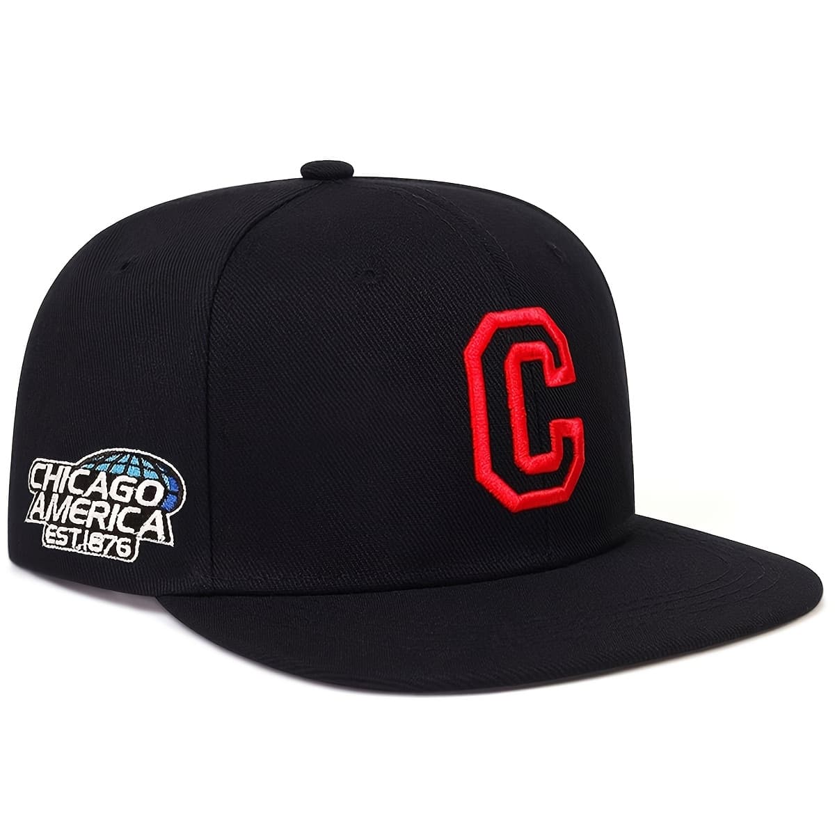 TEMU 1 Men's C Letter Side Chicago Turn-up Baseball , Slightly Curved Hip-hop Hat, Adjustable Mesh For Outdoor Activities, Spring/autumn Travel, Beach Vacation