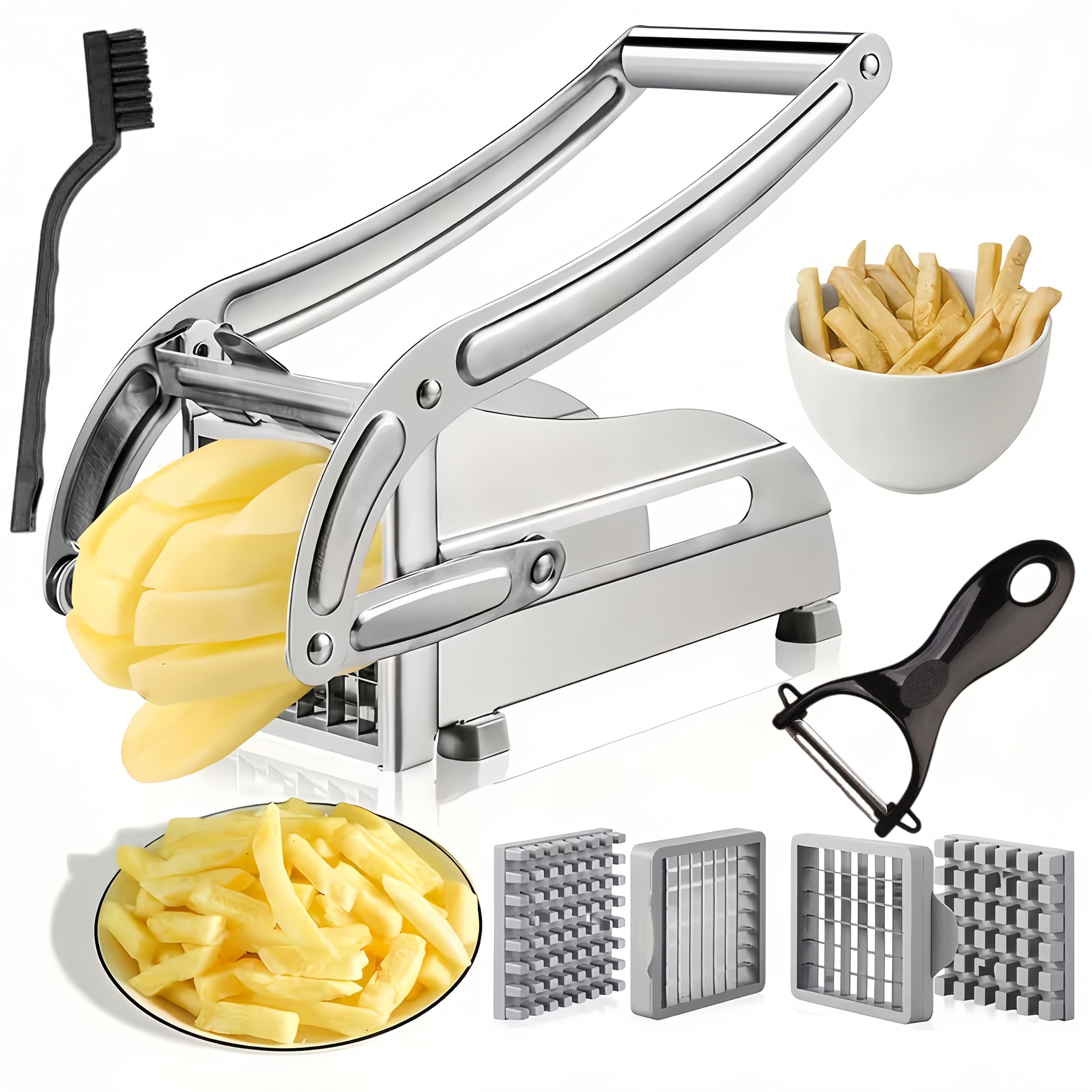 TEMU 7-in-1 Vegetable Knives, French Fry Cutters, Stainless Steel Fruit Knives, French Fry , Potato Slicers, Vegetable , Onion , Food , Chopping Potatoes, Carrots, , Kitchen Supplies, Kitchen Gadgets,