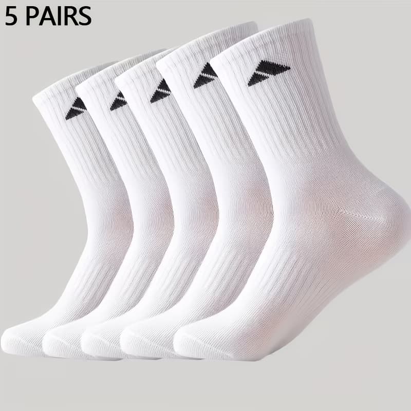TEMU 5/10 Pairs Of Men's Mid-calf Sports Socks, Long Tube Running Socks With A Fitted Waist, Classic Solid Color Casual Socks, Unisex Couple Versatile Socks For Autumn And Winter