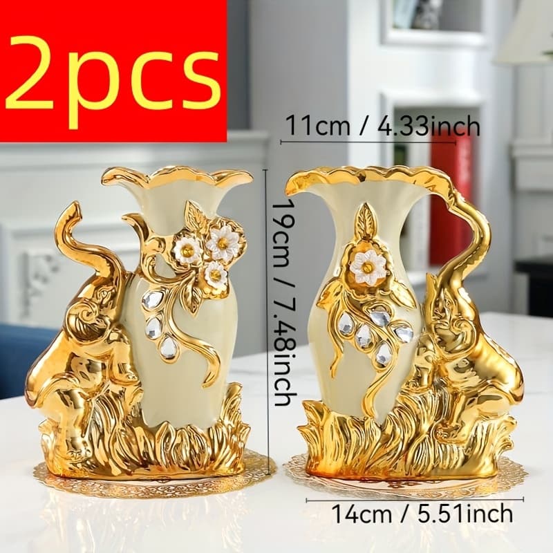 TEMU 2pcs Swan Vase Ceramic Living Room Flower Arrangement European Style Decoration Ceramic Vase