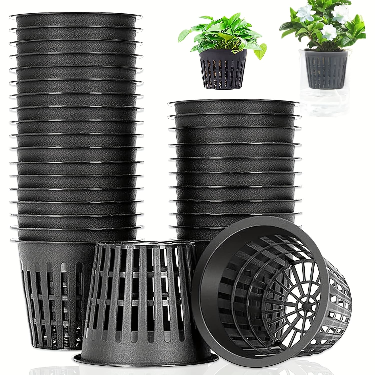 TEMU 30pcs 3-inch Heavy-duty Slotted Mesh , Hydroponic Cup, Garden Plastic Plant Nursery For Indoor Use