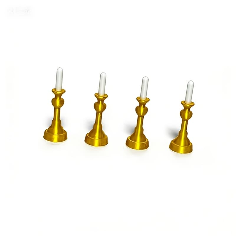 TEMU 4pcs 3d Printed Miniature Gold Candle Holder For Dollhouse, Micro Landscape Diorama, Fairy Garden, Terrarium, Christmas , Tiny Tabletop Accessories| Tiny Tabletop Centerpiece
