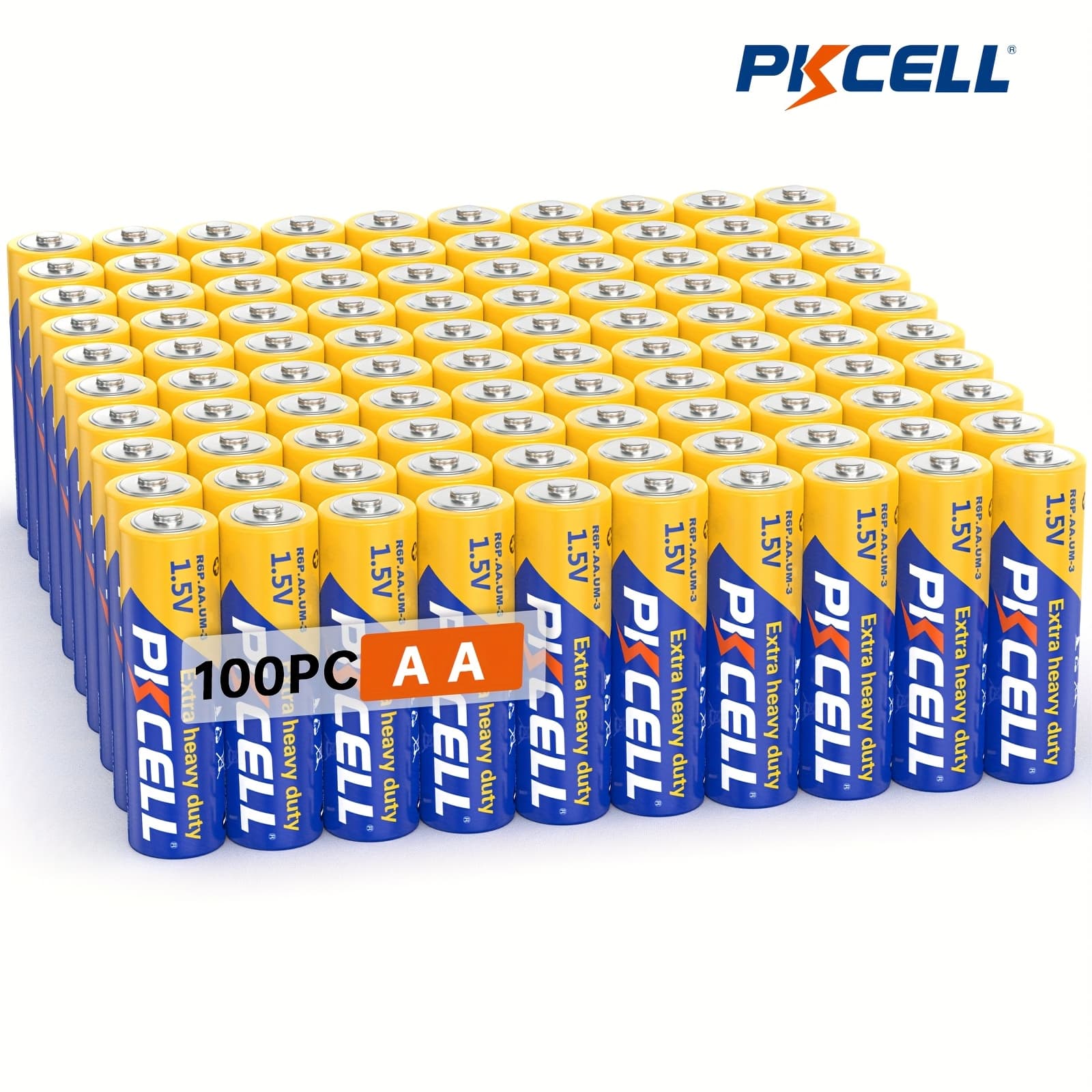 TEMU Pkcell Aa Battery 100-count, Battery 1.5v R6p, For Household And Electronic Devices, 10-year