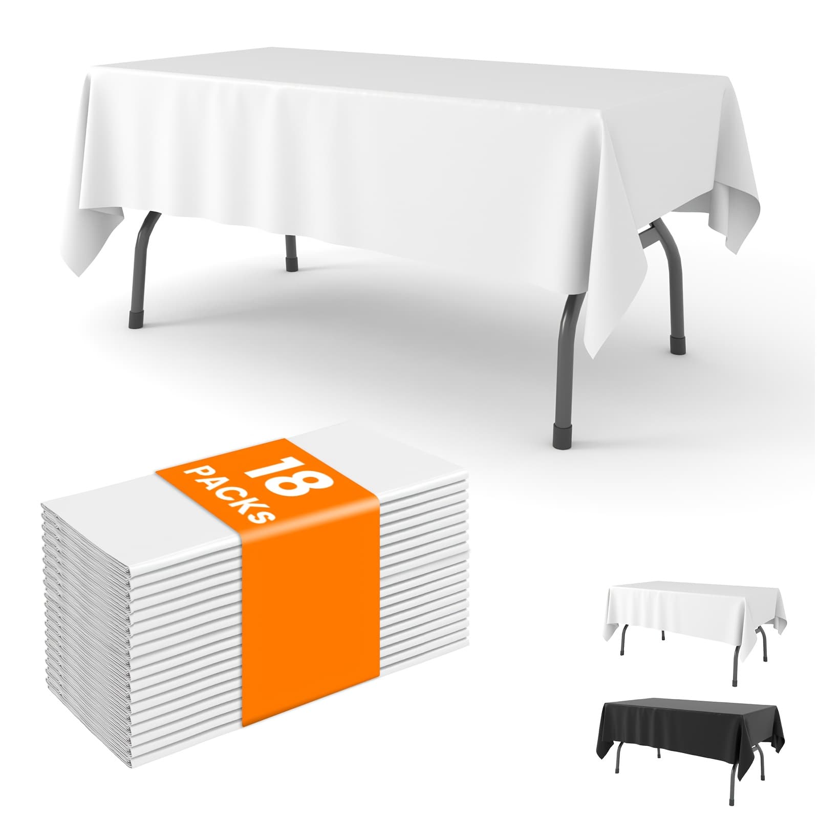 TEMU Tomnk Disposable Plastic Tablecloths 18/36 Pack, 54 X 108 Inch Table Cloths, Party, Picnic, Wedding, Decorative Tablecloths, Plastic Cover, Leakproof & Sturdy, White/black
