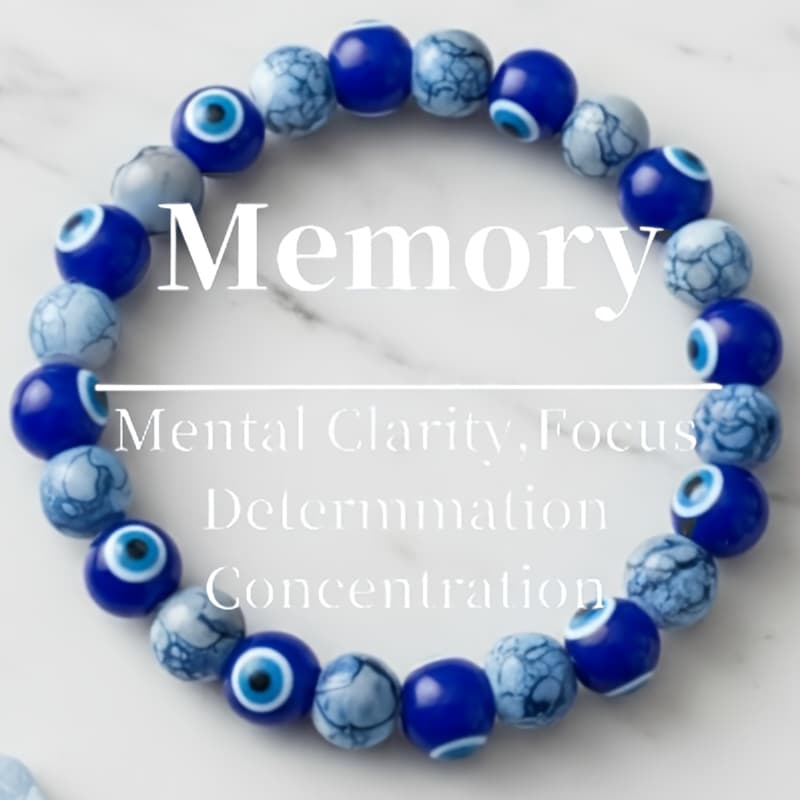 TEMU Men's & Blue Evil Eye Charm Bracelet With 8mm Eye Bead - Elastic Greek/roman Amulet Jewelry Suitable For Daily Wear, Parties, Christmas/thanksgiving Gift - December Birthstone Accessory