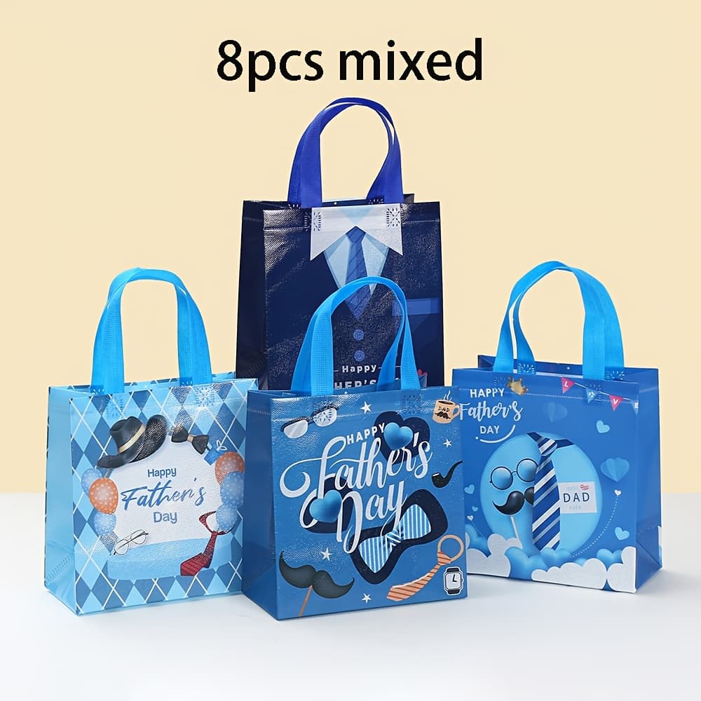 TEMU Carriecur Non-woven Gift Bags Suitable For Father's Day Gifts With Dad-themed Print & Sturdy Handle - Party Favor Bags For Dad Birthday, Treat Bags, Shopping, Suitable For Dad Appreciation Events