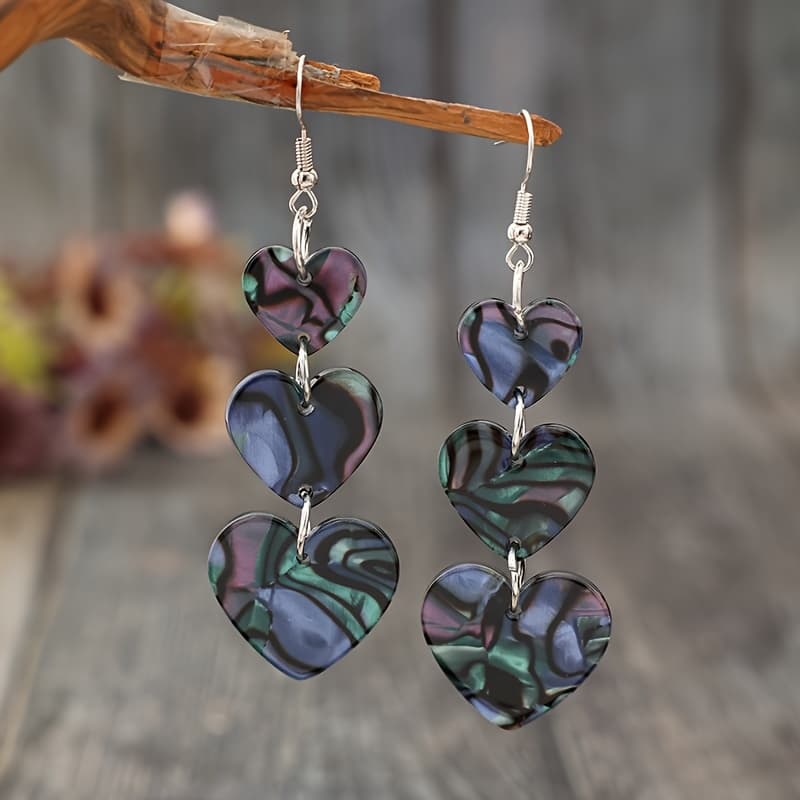 TEMU A Pair Of Colorful Heart-shaped Sequin Acrylic Drop Earrings For Valentine's Day Gifts