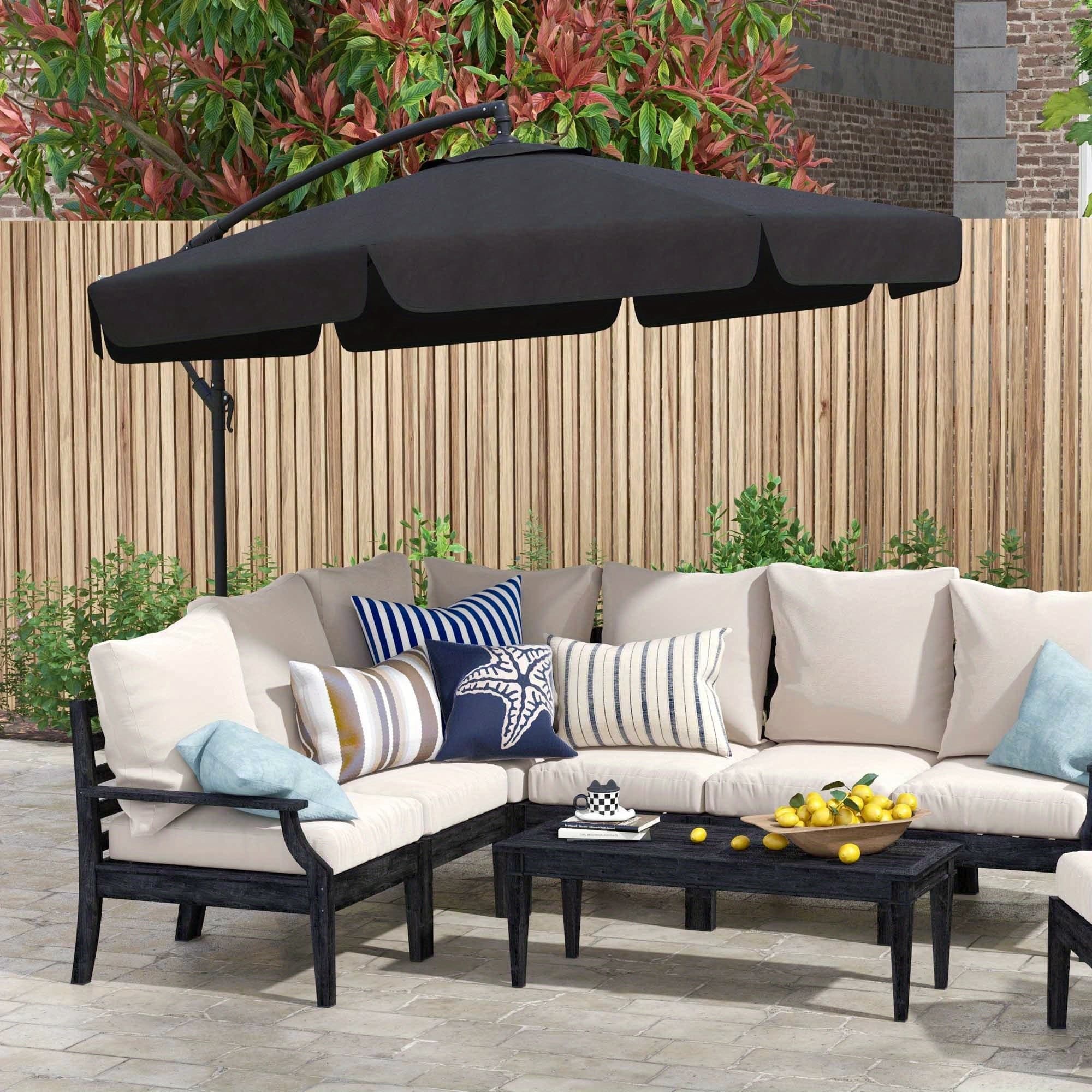 TEMU Outsunny 11ft Offset Hanging Patio Umbrella For Backyard, Black