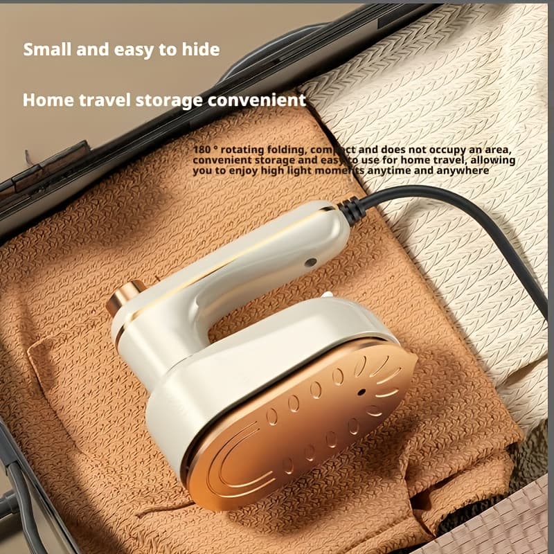 TEMU Steam Iron, Foldable Electric Iron, Mini Handheld Portable 180° Rotating Clothing Steamer, For Home Mini Ironing Tool, Essential For Home, Gift
