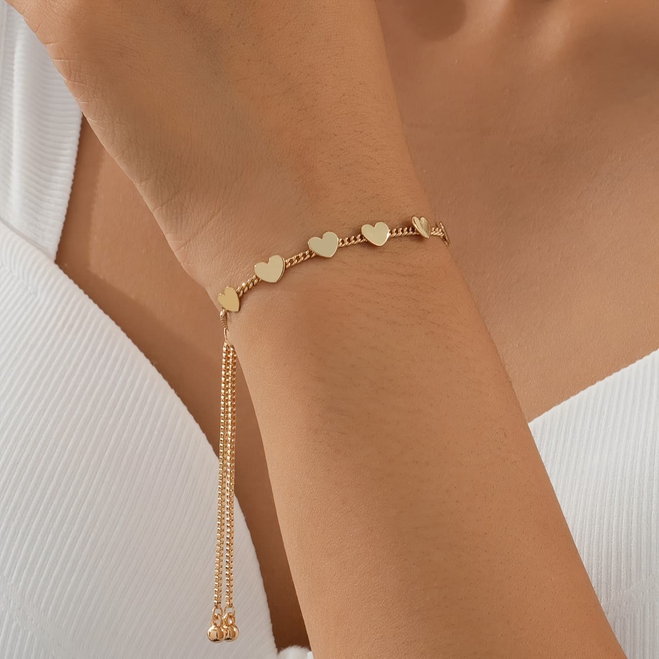 TEMU 1pc Of Fashionable Minimalist Heart-shaped Pull-out Adjustable