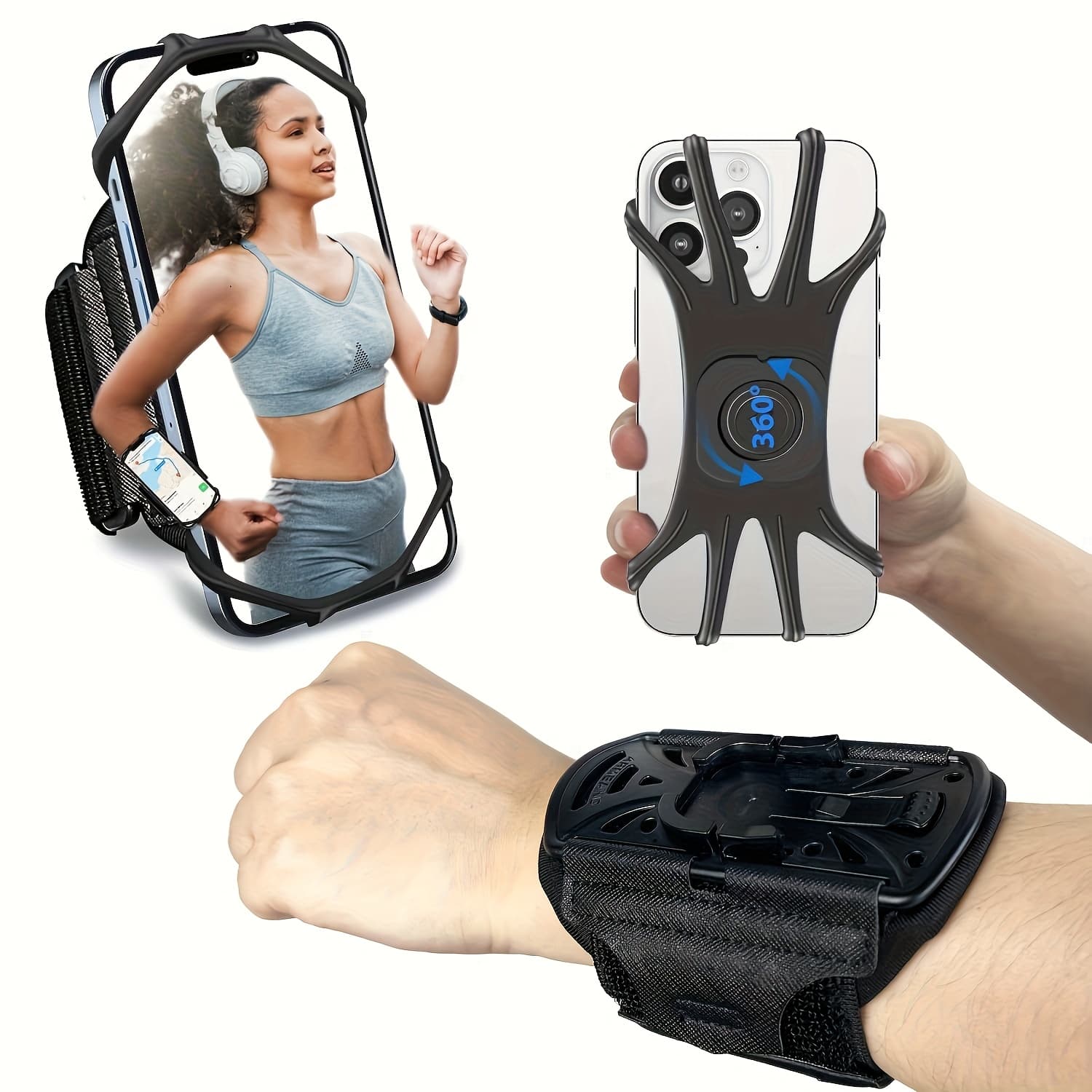 TEMU Multifunctional Stand Designed As Running, Arm Strap And Wrist Strap With 360° Rotation And Removable For 4.-inch Phones