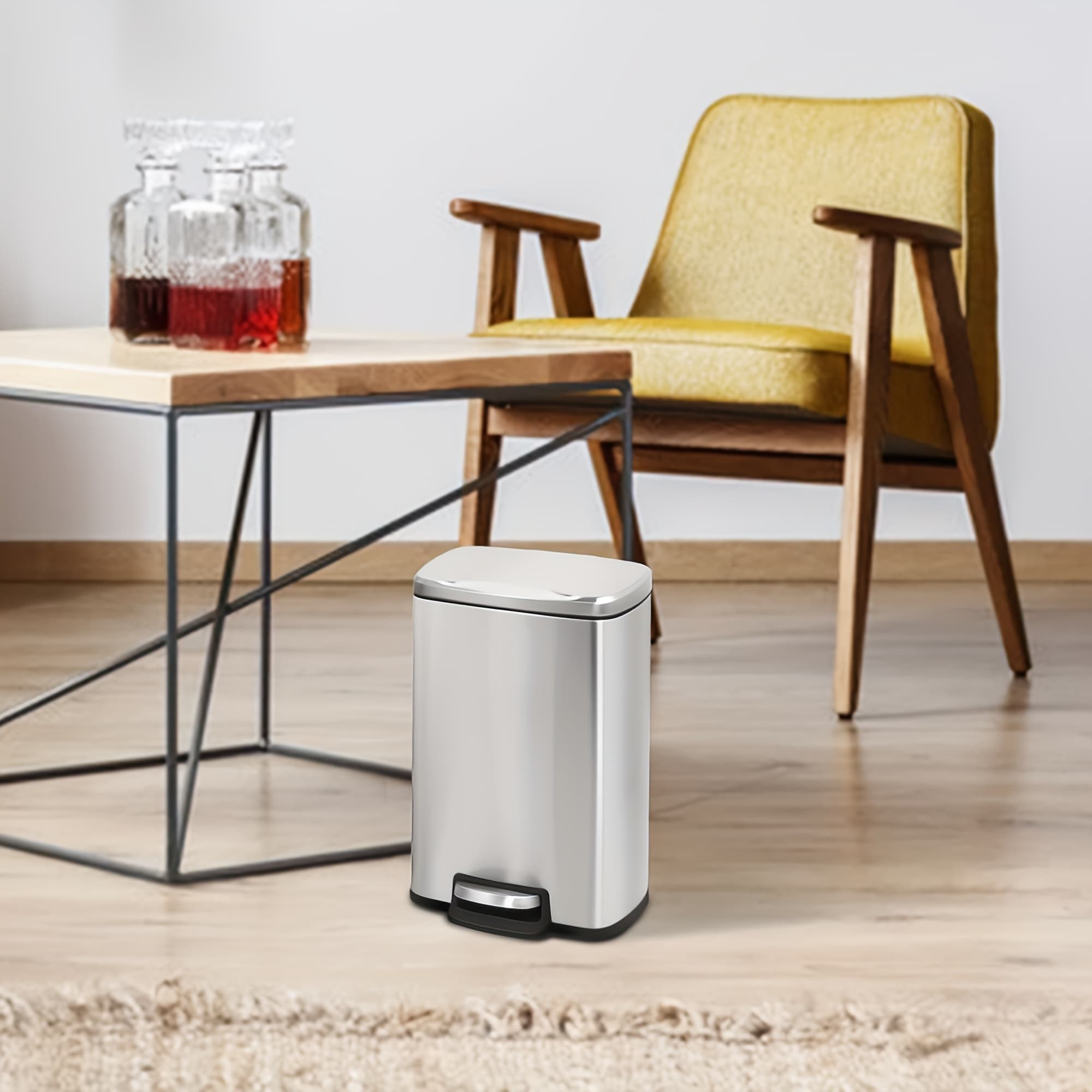 TEMU 13 Gallon/8 Gallon/1.3 Gallon Rectangular Pedal Trash Can, Suitable For Kitchens, Living Rooms, And Bathrooms