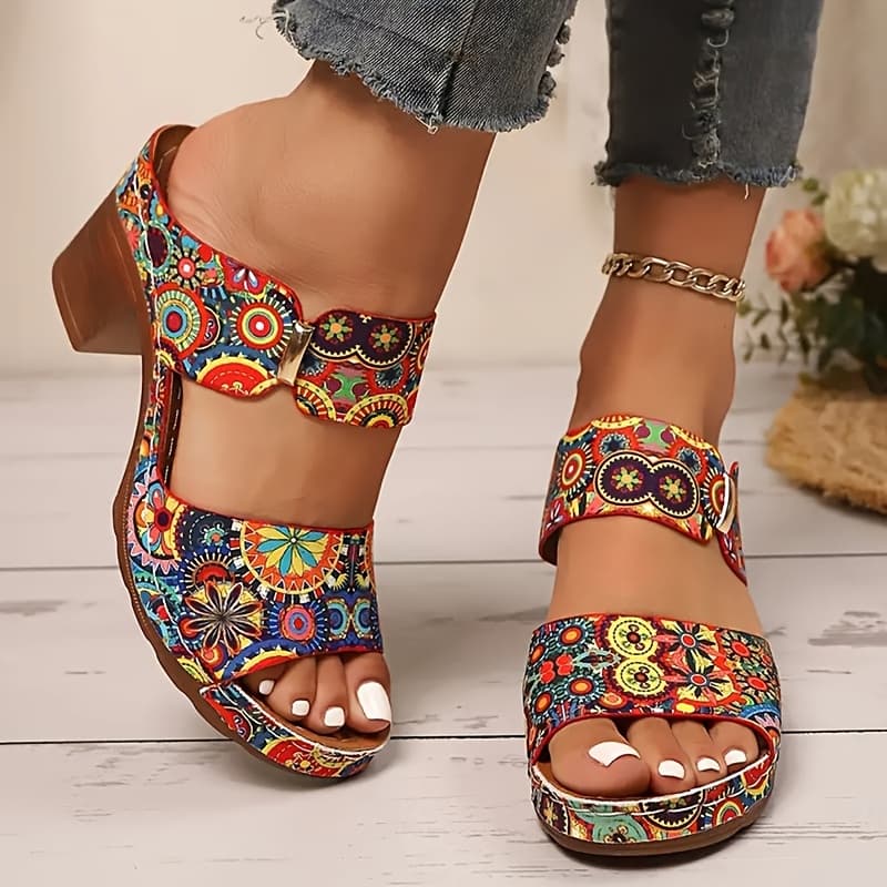 TEMU Women's High Heels Geometric Pattern Casual Sandals, Women Shoes
