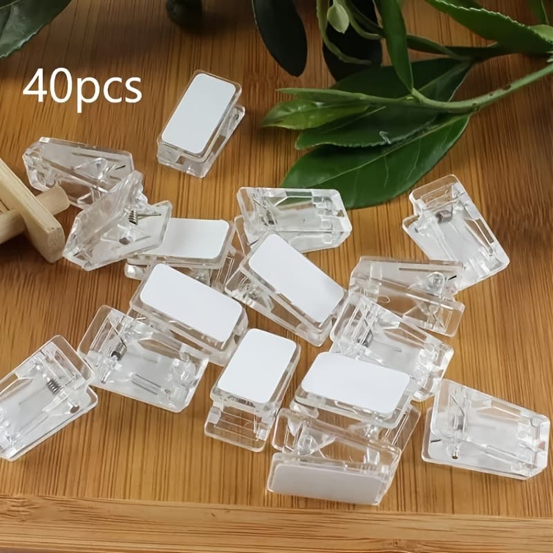 TEMU 20/40 Self-adhesive Clips, Wall Tapestry Clips, Plastic Adhesive Clips, Small Hanging Spring Clips, Double-sided Adhesive Spring Clips, For Posters, Photo Paper, Flags, Hangers, Home Office
