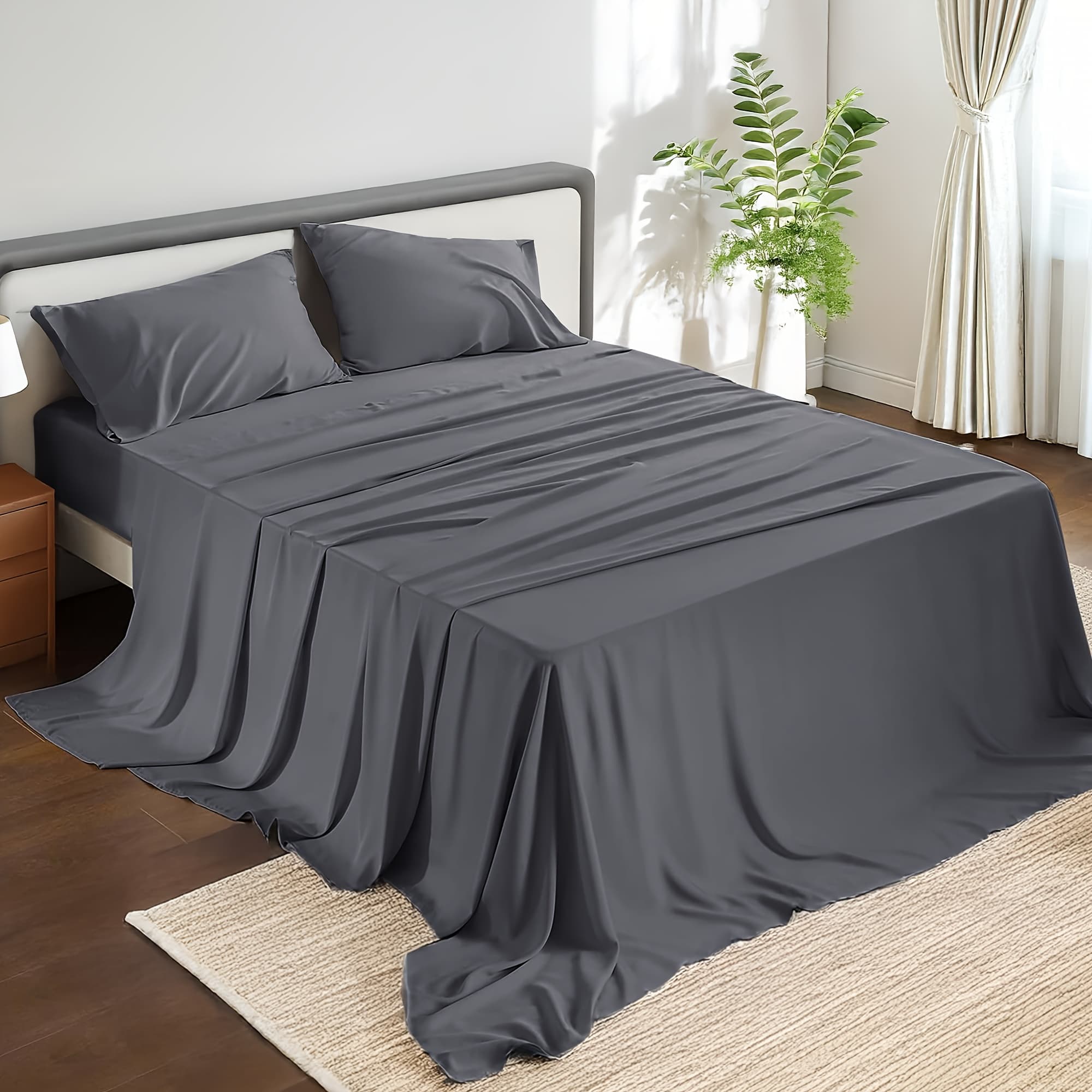 TEMU 3/4pcs Soft Breathable Sheet Sets With 14-inch Deep Pocket For Twin/full/queen/king Bed, Including Flat Sheet, Fitted Sheet, 1 Pillowcases, Machine Washable, Suitable, Perfect Gift And Friend