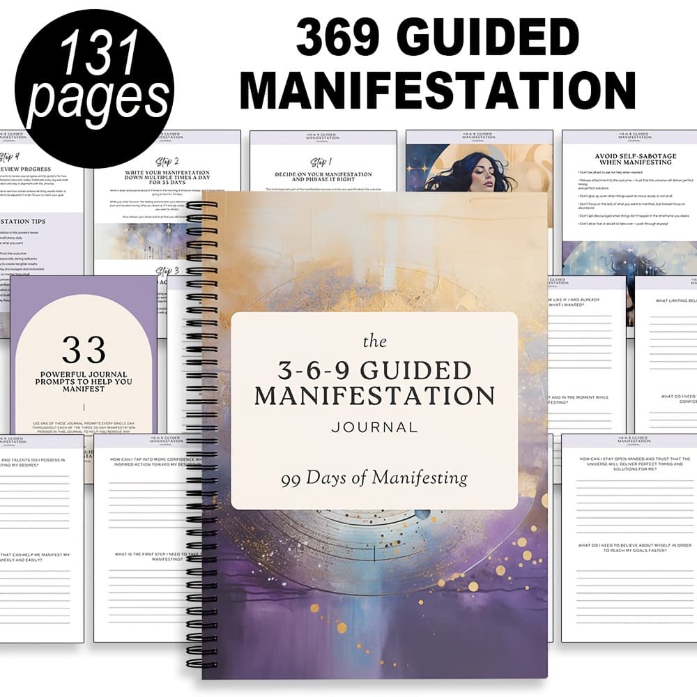TEMU [369 Manifestation Journal] - 131-page Law Of Notebook Prompts, Daily Affirmations And Guided Exercises | Spiritual Growth Planner For Mindset And Manifestation Goals