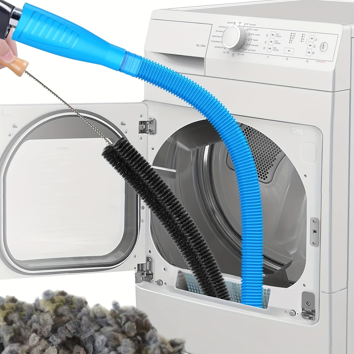 TEMU 2pcs Dryer Vent Cleaner Kit And Flexible Dryer Lint Brush Vacuum Hose Attachment Power Lint Remover Refrigerator Coil Brush