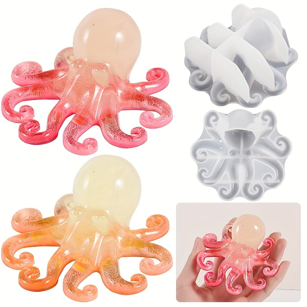 TEMU Ocean Octopus Epoxy Resin Mold Set - Diy Animal Silicone Mold For Holiday Gifts, Desktop Ornaments, And Home Decorations - Unique Underwater Creature Design