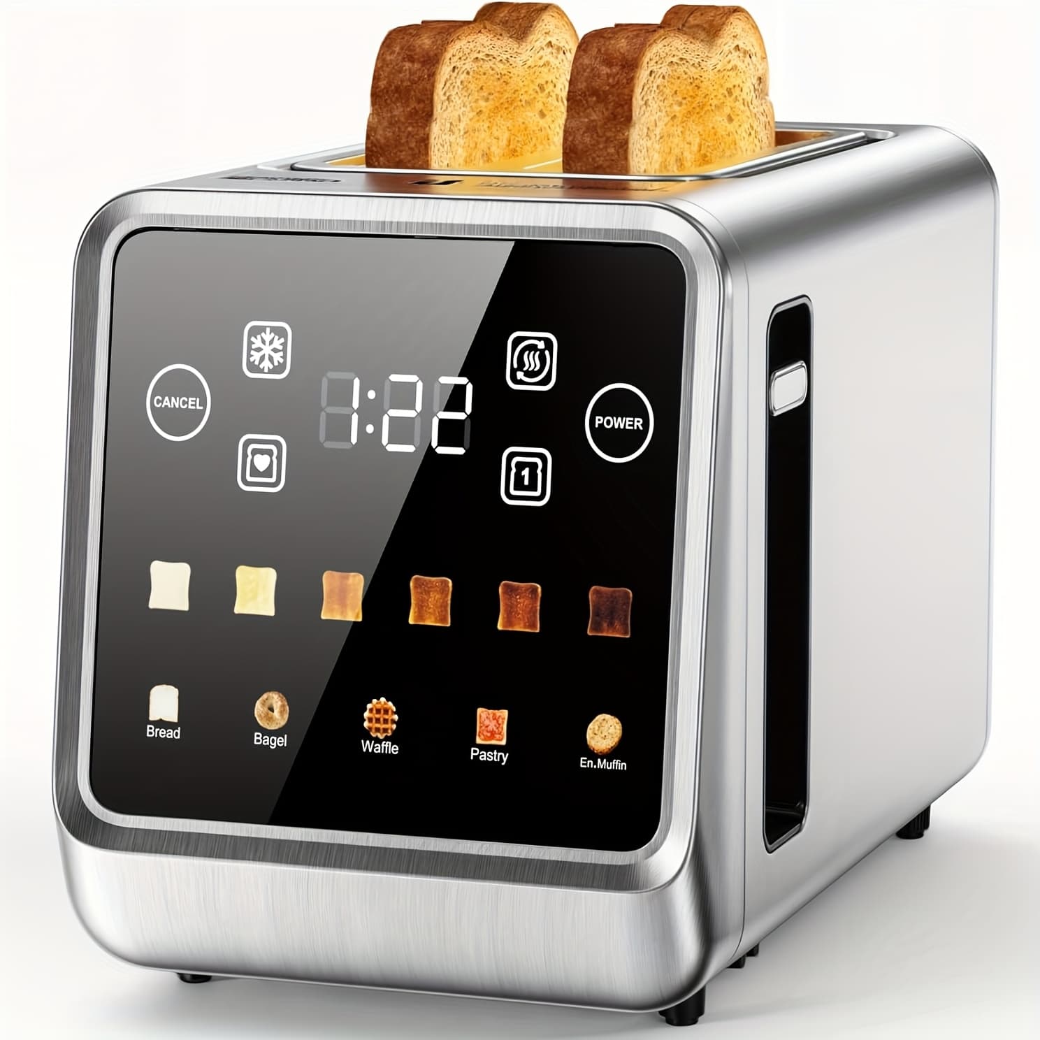 TEMU Touch Screen Toaster 2 , Stainless Steel Smart Digital Toasters With Memory Function, 5 Bread Types & 6 Shade Settings, 1.5" Toasters 2 Wide Slot, 900w.
