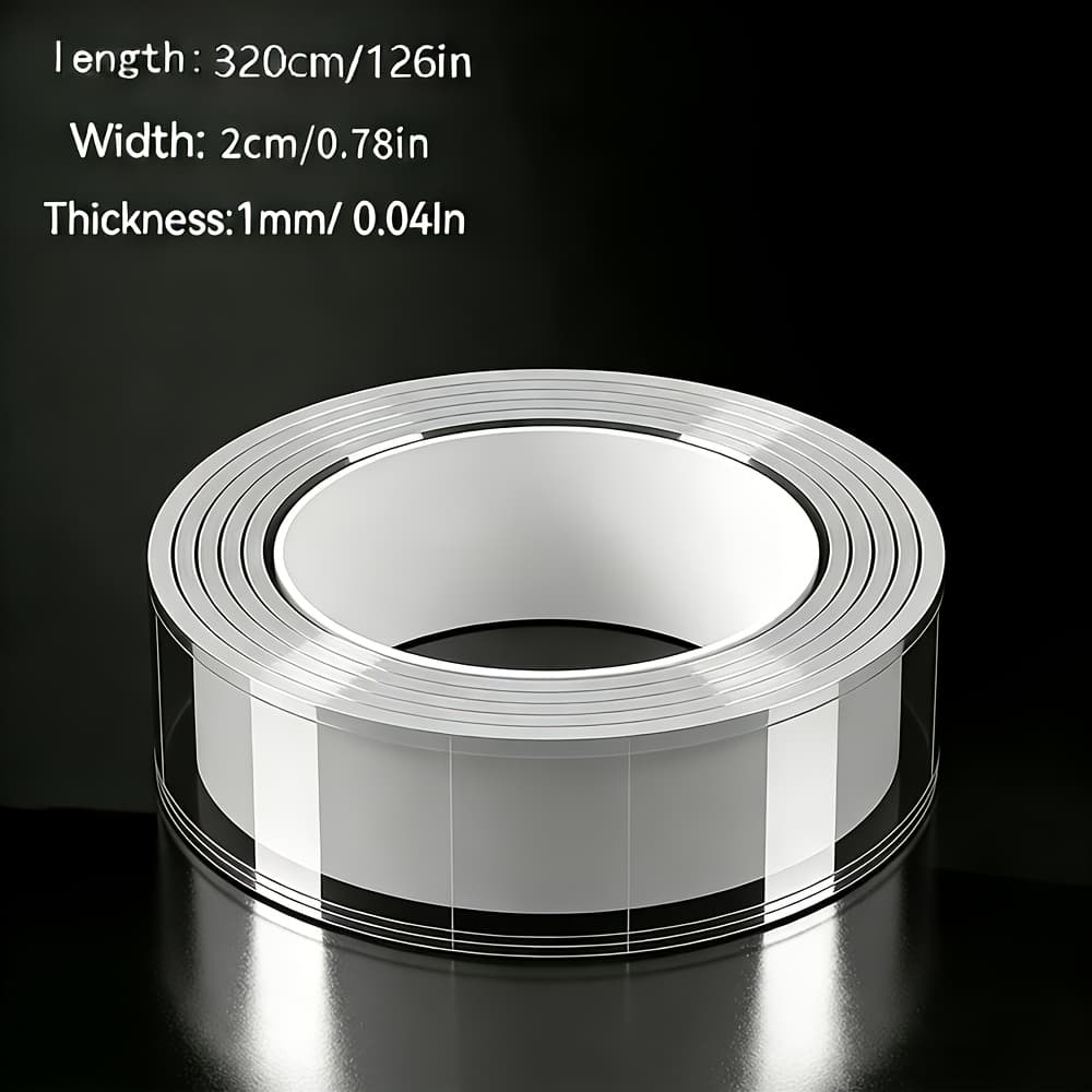 TEMU 1 Roll, 320cm / 126 Inches, Ultra-strong Adhesive Double-sided Nano Tape—strong Bonding, Reusable, Suitable For Such As Crafts And Christmas Decorations— To All , An Essential Tape