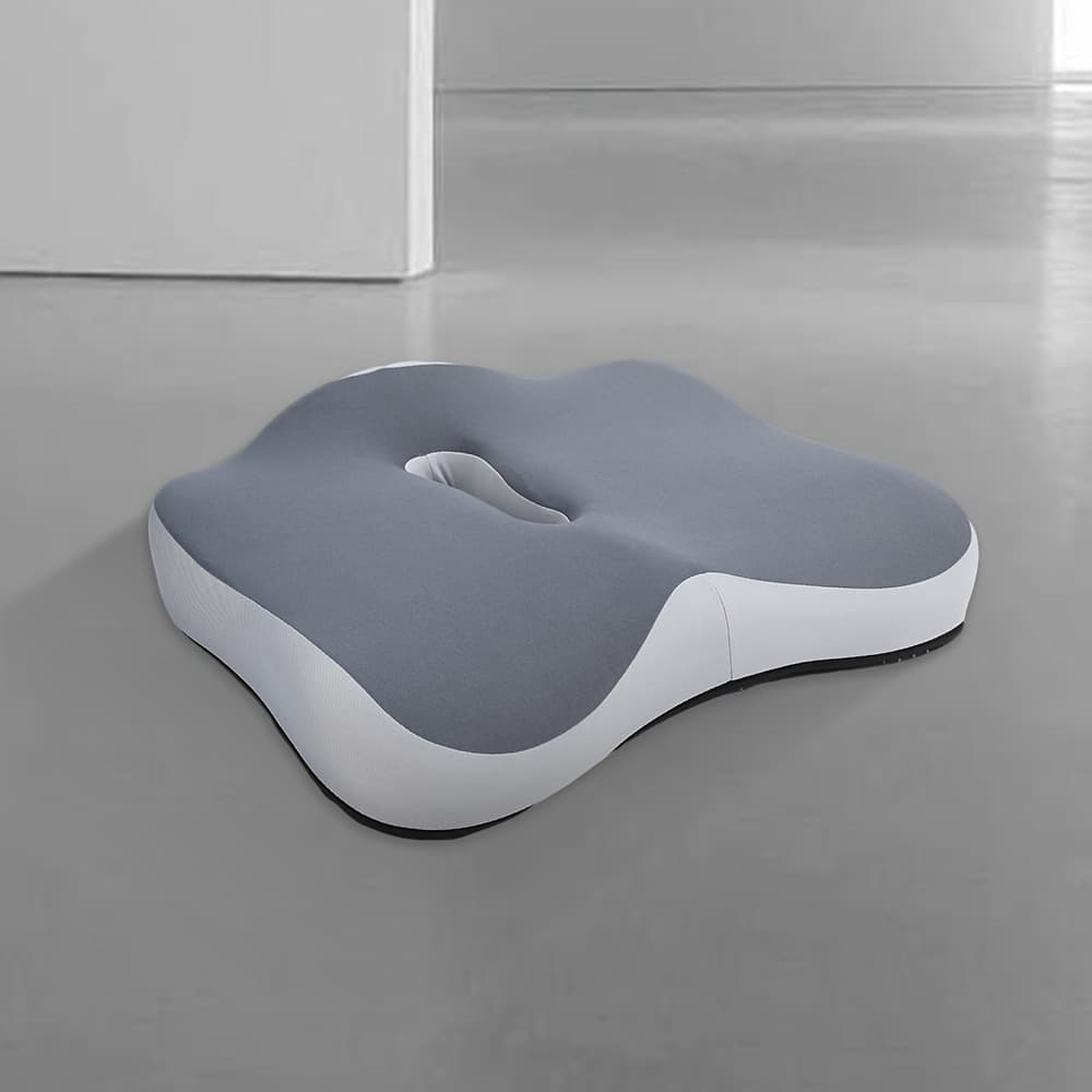 TEMU 1pc Ergonomic Memory Foam Seat Cushion With Center Design - Pressure Relief And Posture Support, Soft Polyester Cover For Office, Home, Car, Posture Improvement, Durable Seating