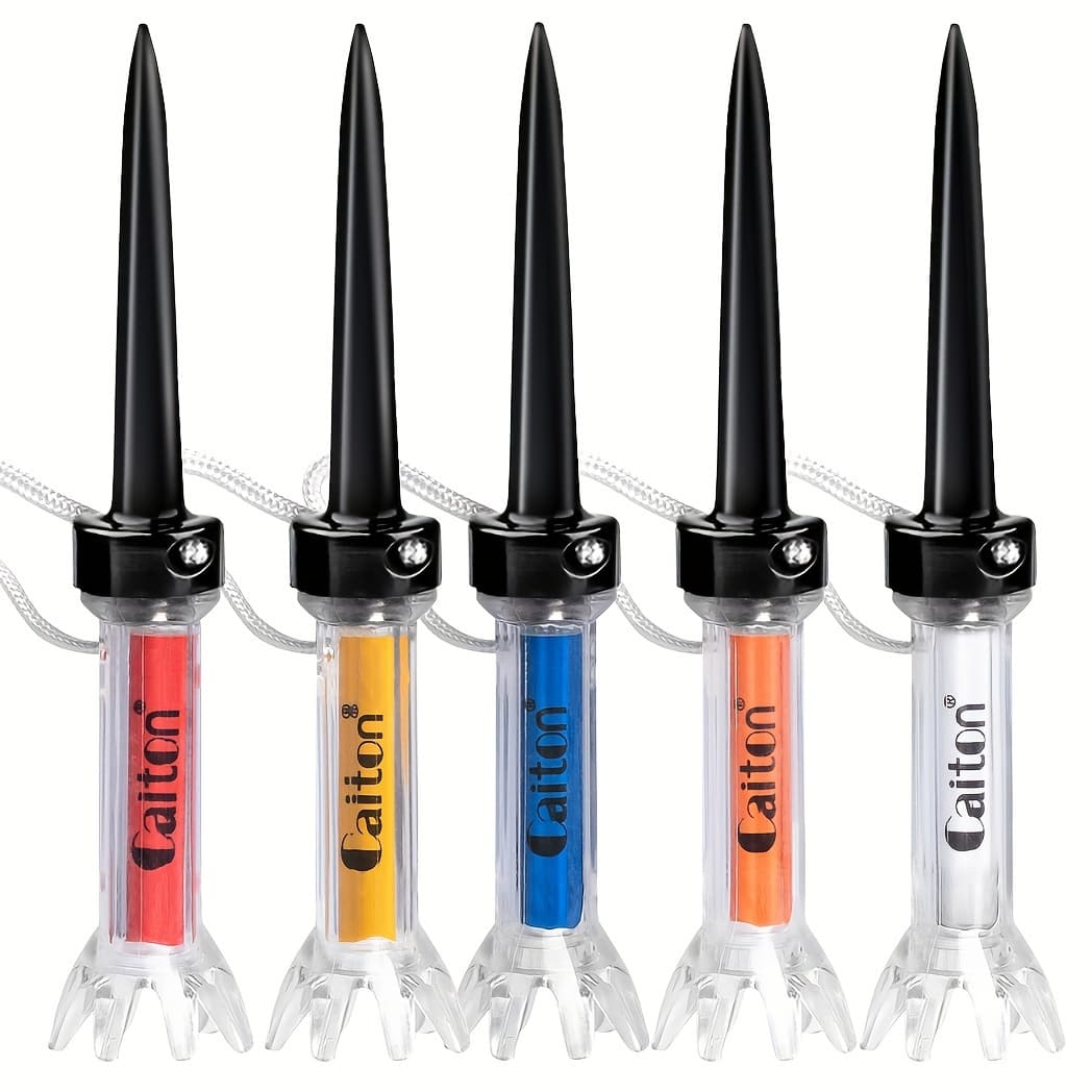 TEMU Improve Your Golf Game With The Caiton 5pcs Magnetic Plastic Golf Tee Set - 360degree Bounce & 3 Sizes!