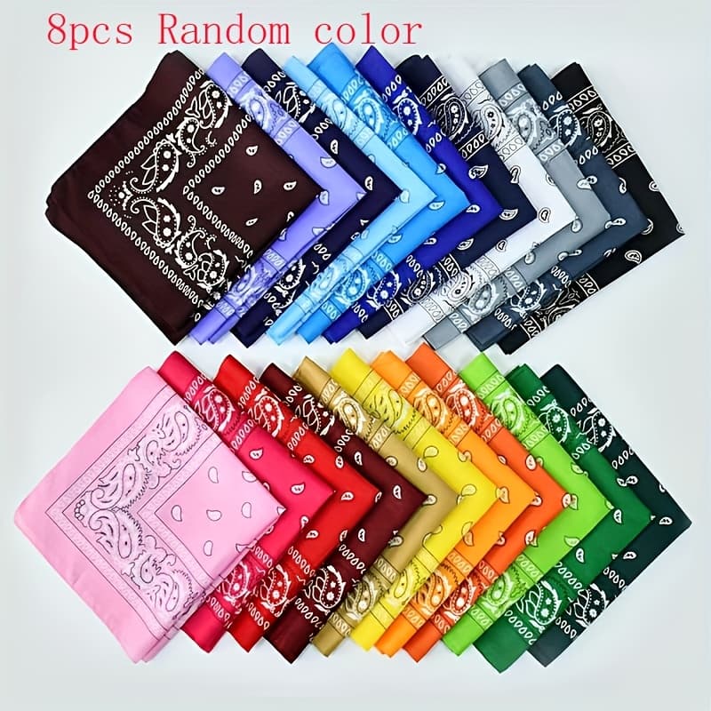 TEMU 8 Pieces Of Spring And Summer Flower Square Scarves And Scarves In Random Colors, Versatile Bohemian-style Headscarves And Face Towels, Square Scarves And Scarves