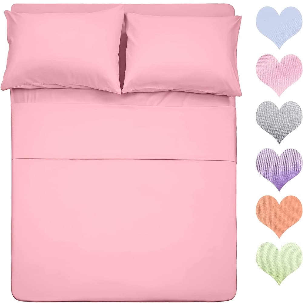 TEMU Colorful 4pcs Cooling Bedding Set- , Wrinkle, Fade, Stain Resistant Breathable, Durable & Easy To Clean - Fitted Sheet Deep Pocket Up To 16" - Hotel Luxury Suitable For Room Decor