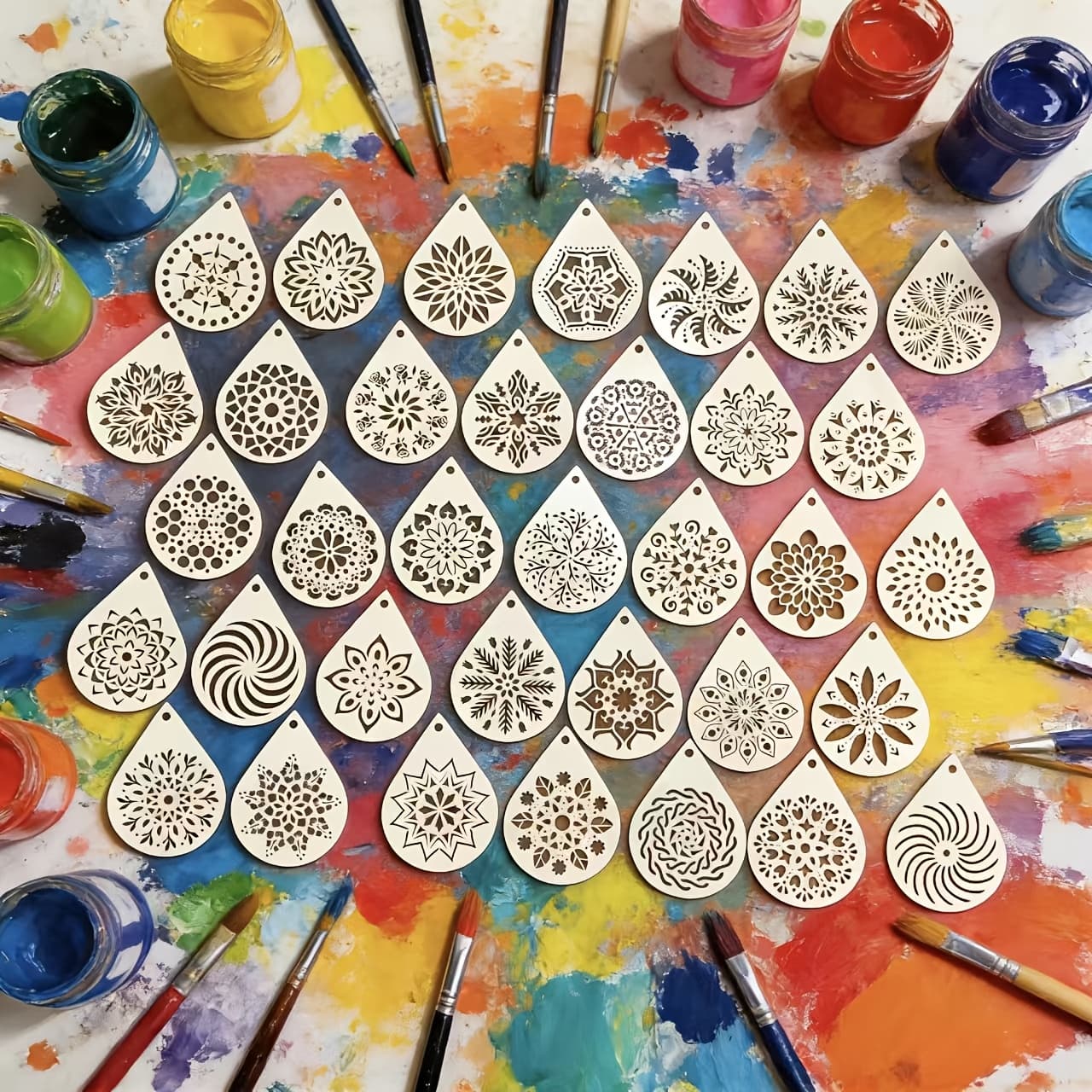 TEMU Set Of 35 Reusable Mandala Stencils For Artistic Projects On Like Rocks, Wood, Canvas, Fabric, Glass, And Pottery