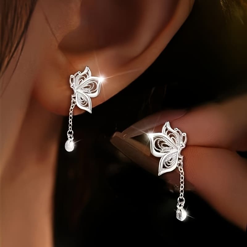 TEMU Anti-allergic, Fully Silver-plated With Exquisite And A Simple Yet Elegant Design, Sweet Tassel Drop Earrings Are Or Parties, Making Them An Ideal Gift For Women