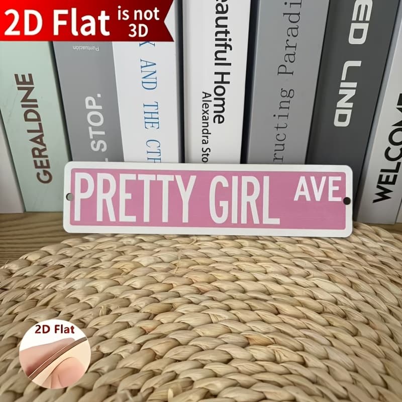 TEMU 2d Flat, 2d Flat Metal Sign Of A , Street Sign, A Gift For Her, Dorm Room Decor, Girl Wall Art, Bedroom Decoration, Gifts For Teenage Girls, 2d Flat