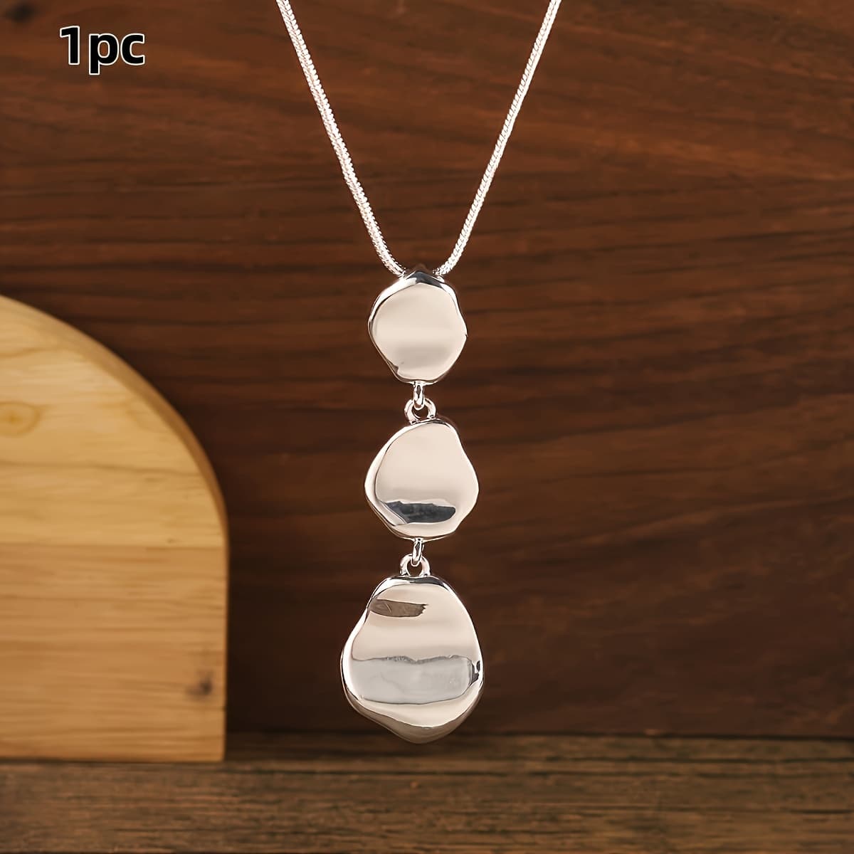 TEMU 1pc Of Fashionable And Exquisite Bohemian-style Irregular Teardrop Women's Pendant Long Necklace Sweater Chain, Suitable For Daily Women