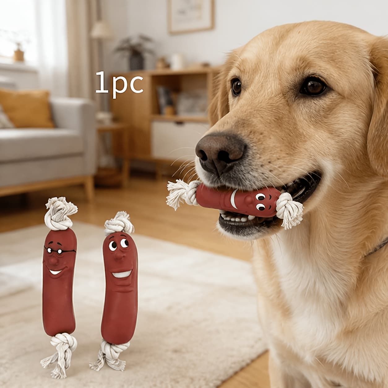 TEMU Dog Sausage Chew Toy - Bite-resistant And Not Easy To Break, Interactive Training Teething Toy, Material, Sausage Design, Dog Chew Toy, Teething Discomfort, Random Style