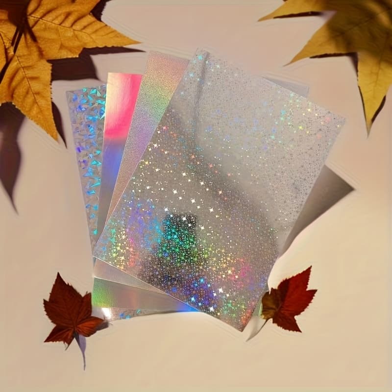 TEMU 40 Sheets, A6 Paper, Flash Transparent Laser Flash Film, Self-adhering Transparent Glossy Head-stick Photo Album Diy Protective Film, Styles Of Sheets (size: 1 Quarter Of A4)