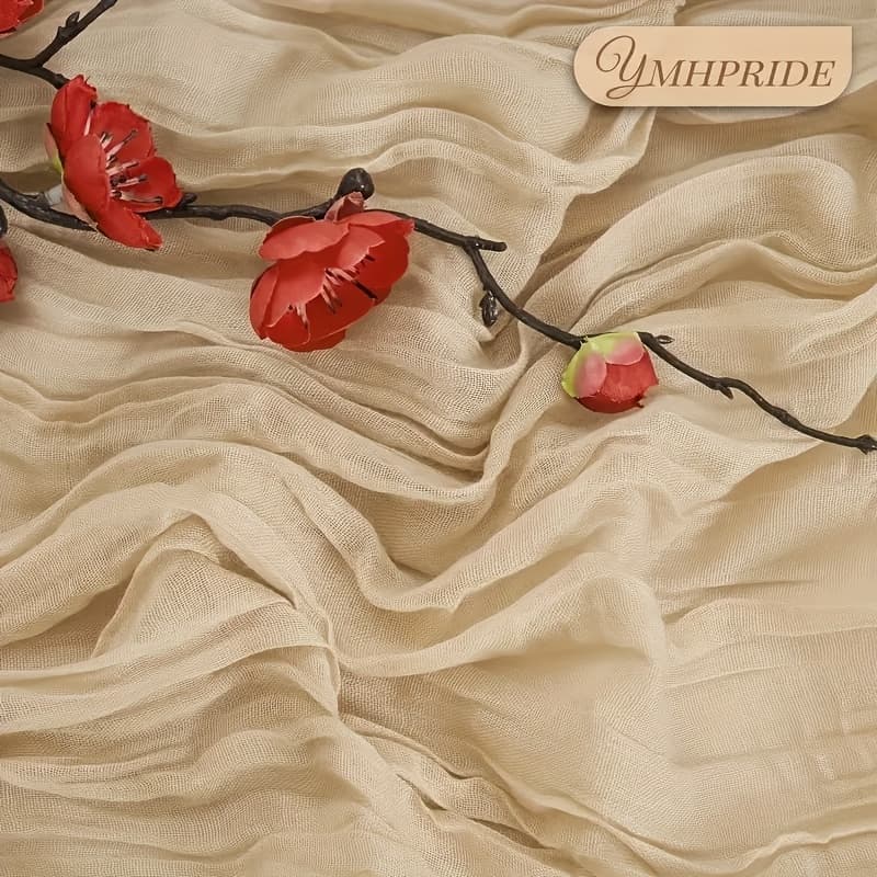 TEMU 3pcs Set Cheesecloth Table Runner, 35x70 Inches (. 90 X 180cm) Bohemian Rustic Sheer Tablecloth, Suitable For Weddings, Bridal, Baby Showers, Christmas, Party Table Decor