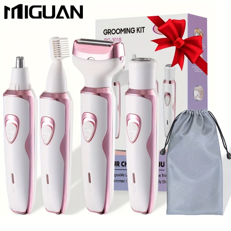 TEMU 500mah Rechargeable Lithium Battery, 4 In 1 Shaver, Women's Electric Hair Remover Set, Women's Bikini, Eyebrows, Nose, Face, Legs, Arm, Underarm Hair Trimmer - The Gift