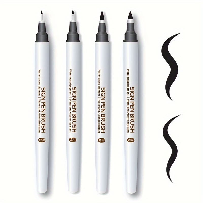 TEMU Sta 4pack Calligraphy Pens Hand Lettering Pens 4 Size For Writing Art Drawing Signature Scrapbooking Beginner Kit With Fadeproof Black Ink 0.6mm/0.7mm/0.8mm/1mm