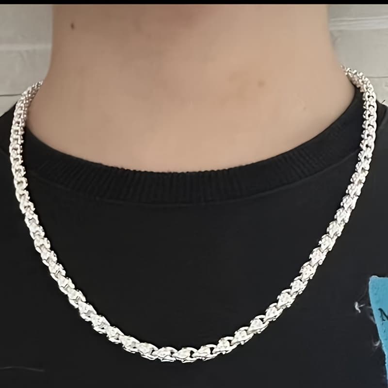TEMU 925 Sterling Silvery Chain Necklace - Fashion Accessory, Perfect Gift For Men And Women