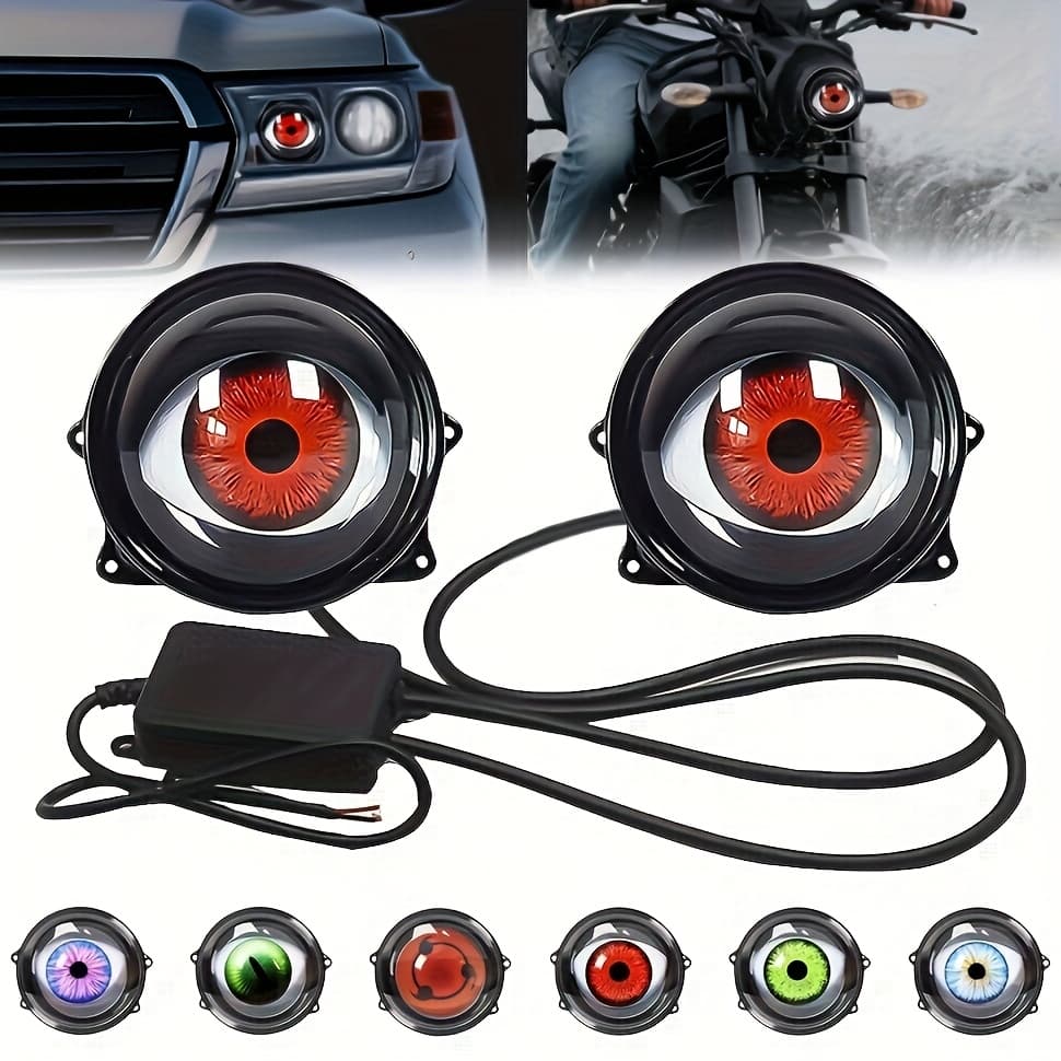 TEMU 6 Adjustable Demon With Lens-2025-new-1/ 2pcs Led Dynamic , 12v Car Atmosphere Light Kit, Cool Car Decoration, Great For Car Modification And Birthday Gift