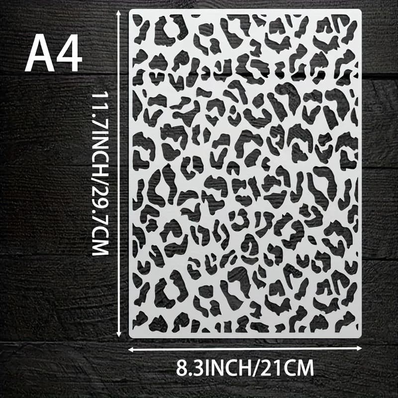 TEMU 1 Leopard Print Stencil, A4 Size, Reusable, Washable, Flexible Painting Template, Suitable For Wallpaper Patterns On Walls And Furniture Printing, Home Decor, Fabric Crafts, Diy Projects